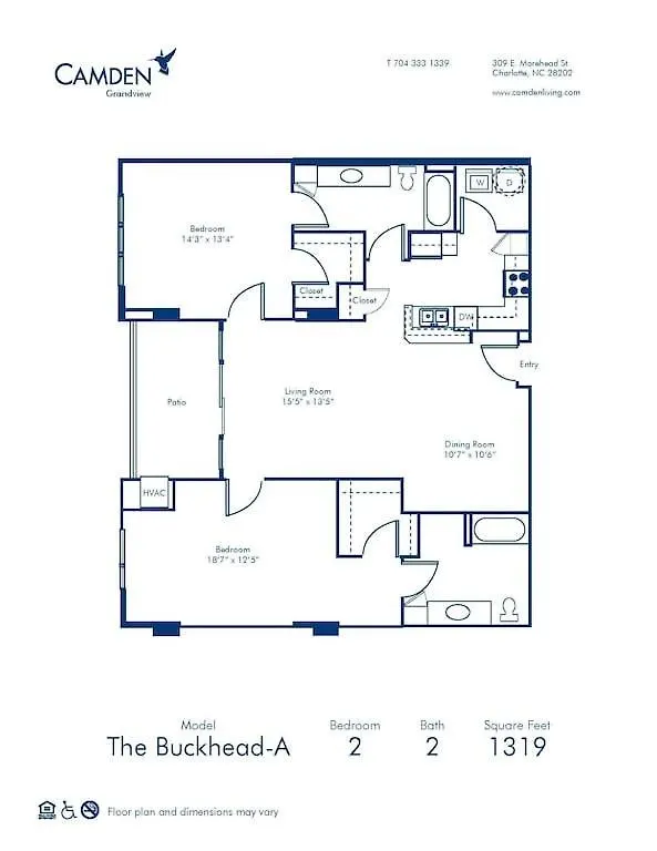 Spacious 2 Bedroom 2 Bathroom Apartment With Balcony In Uptown Charlotte! City Views & Free Parking!
